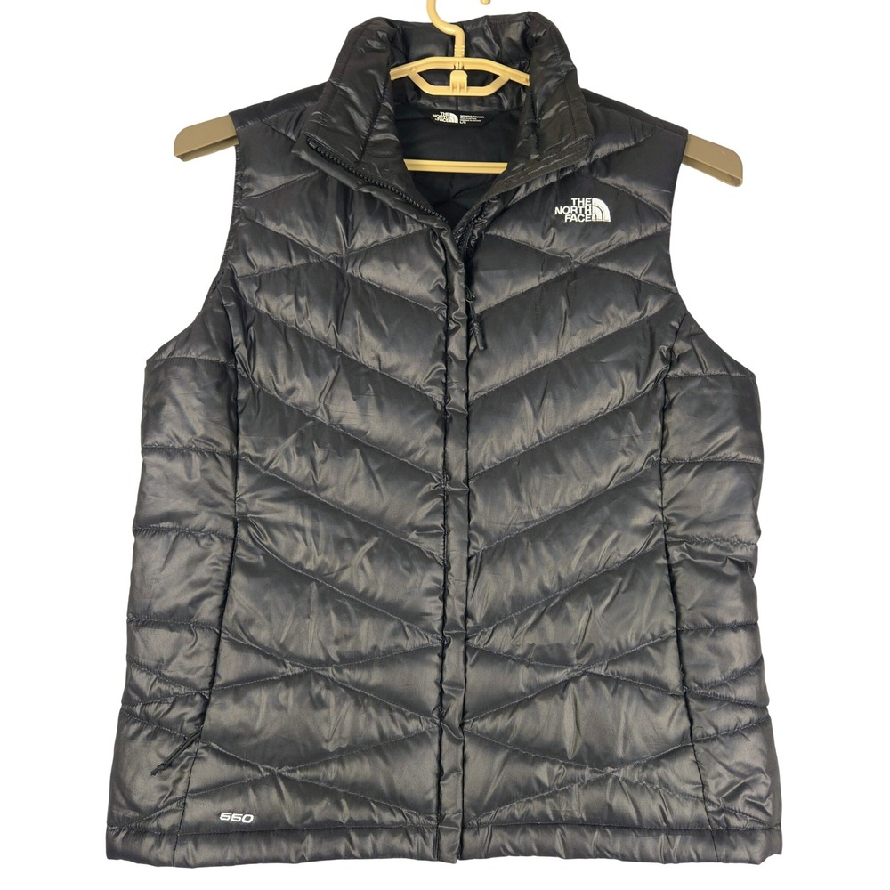 The North Face 550 Down Vest Womens Large Black Puffer Quilted Full Zip NF00C767